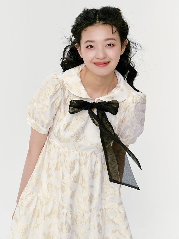 Tulip Jacquard Doll Collar Dress