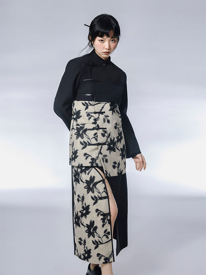 Flower Retro Unique Long Slit Skirt