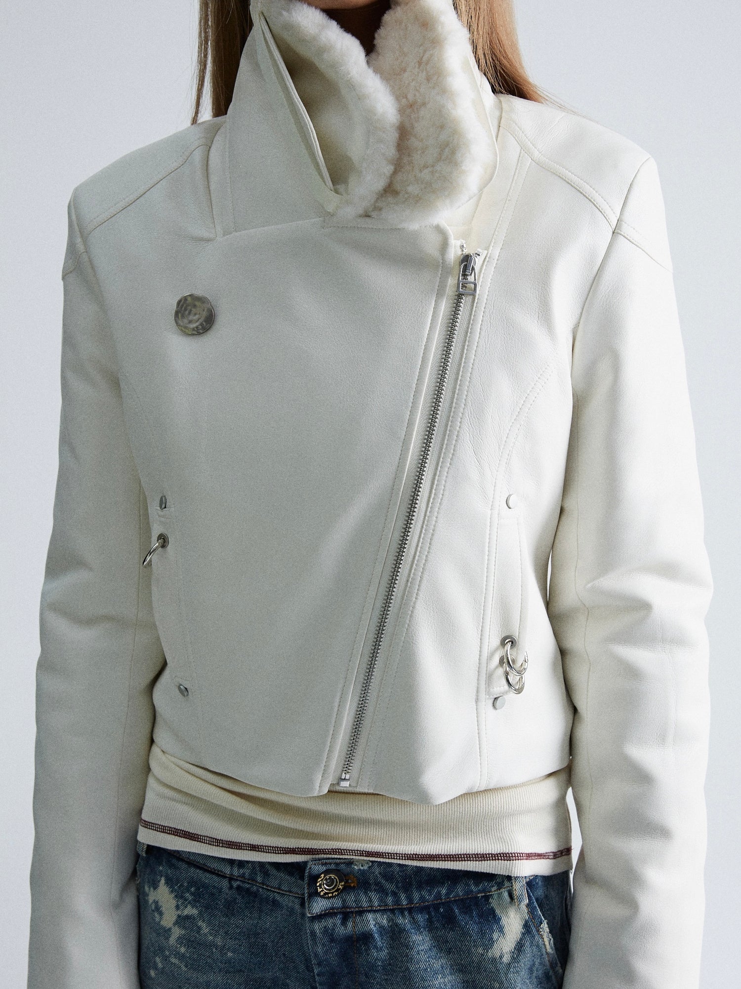 Soft Plush Leather Jacket - Main Image
