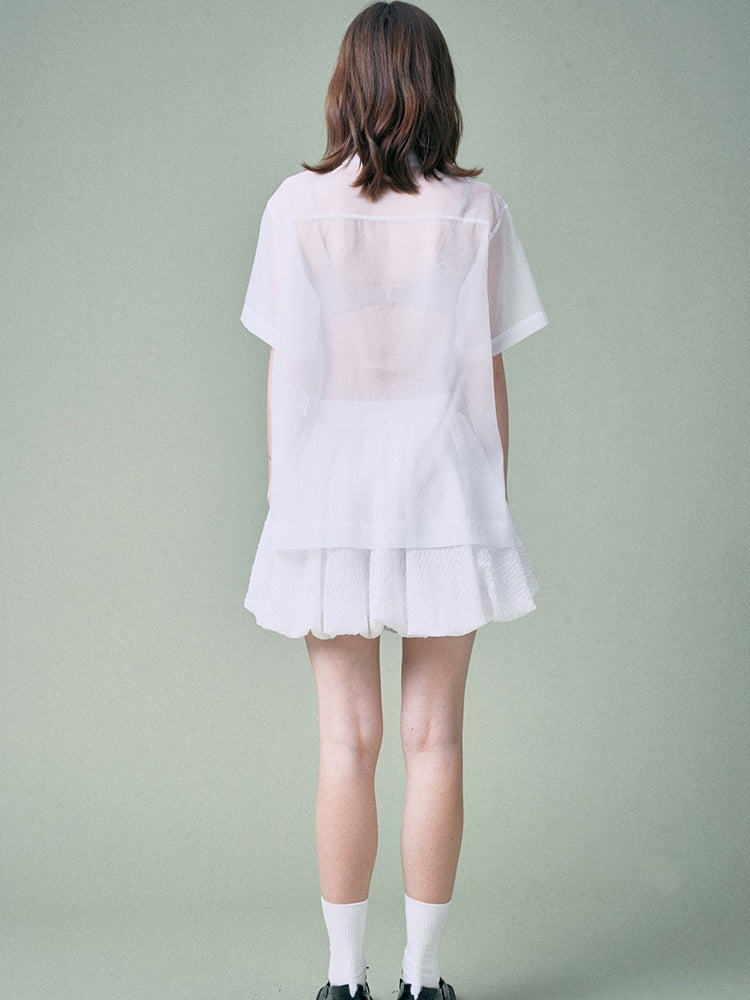 Organza Lace Short Sleeve Shirt