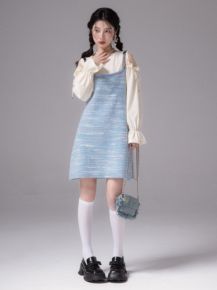 Sea Pattern Striped Sling One-piece