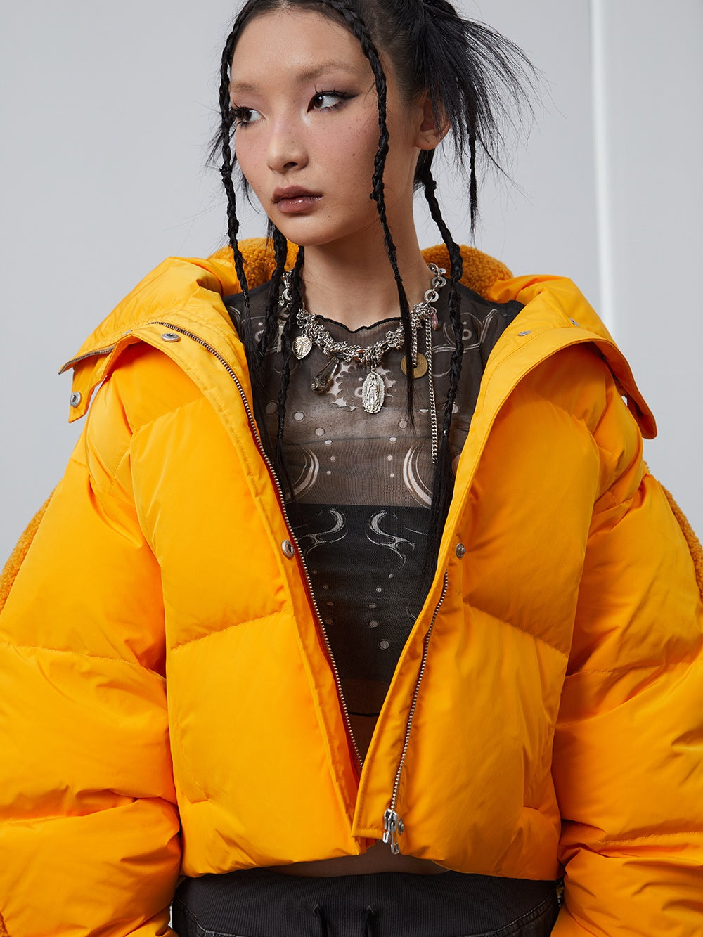 Stand Collar Orange Down Jacket