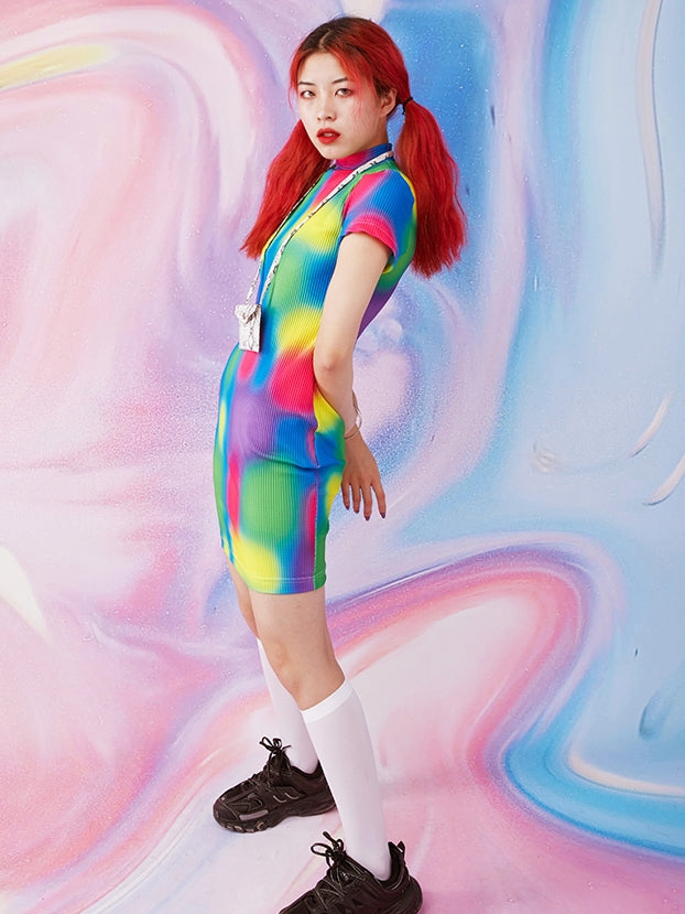 Fluorescent Color Y2K Retro Disco Dress - 9rotic – ARCANA ARCHIVE
