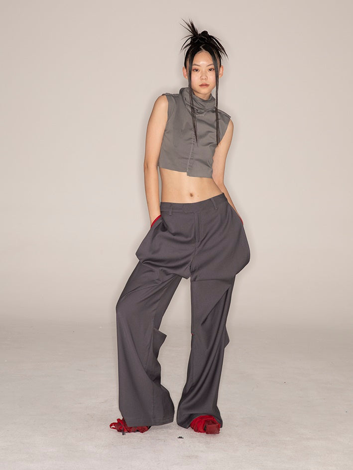 Low-Waist Loose Strait-Leg Pants