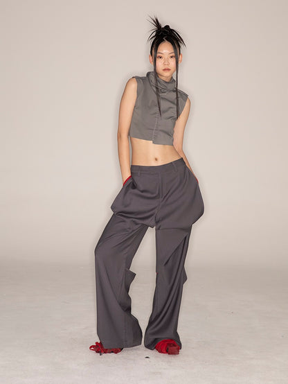 Low-waist Loose Straight-leg Pants