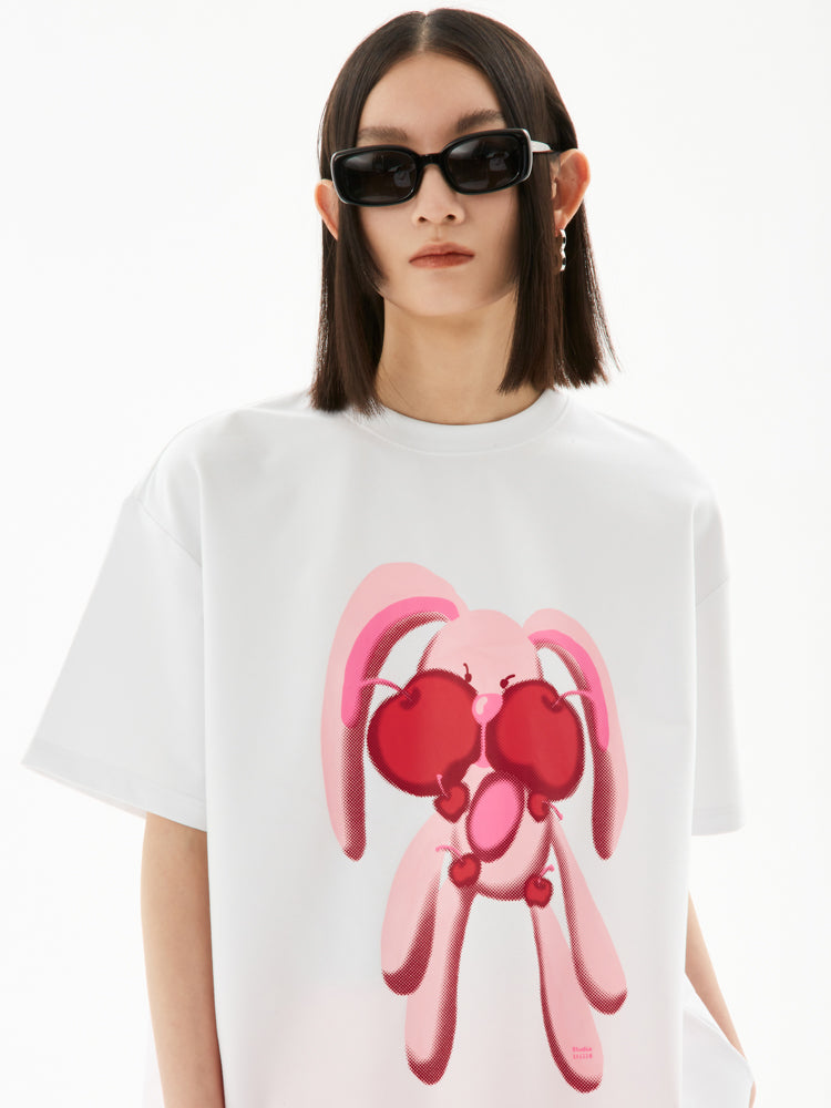 T-shirt de lapin à pomme rose girly