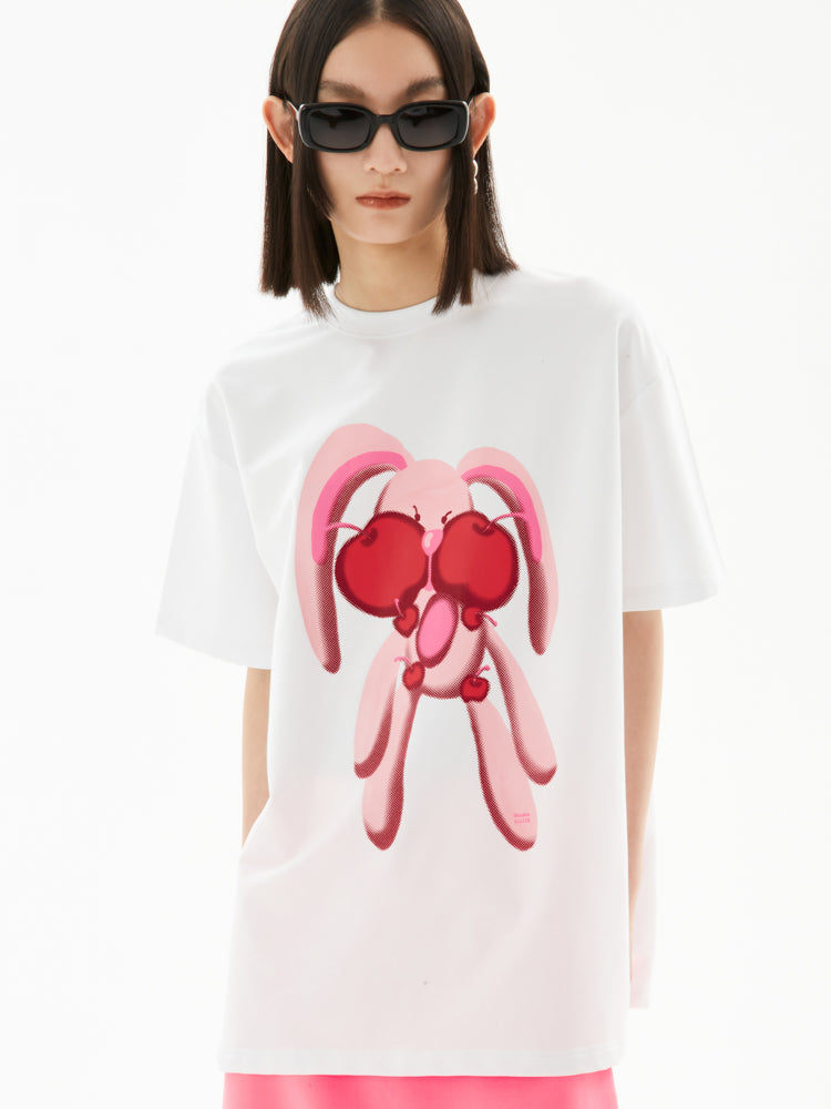 T-shirt de lapin à pomme rose girly