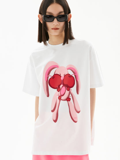 Girly Pink Apple Rabbit T-Shirt