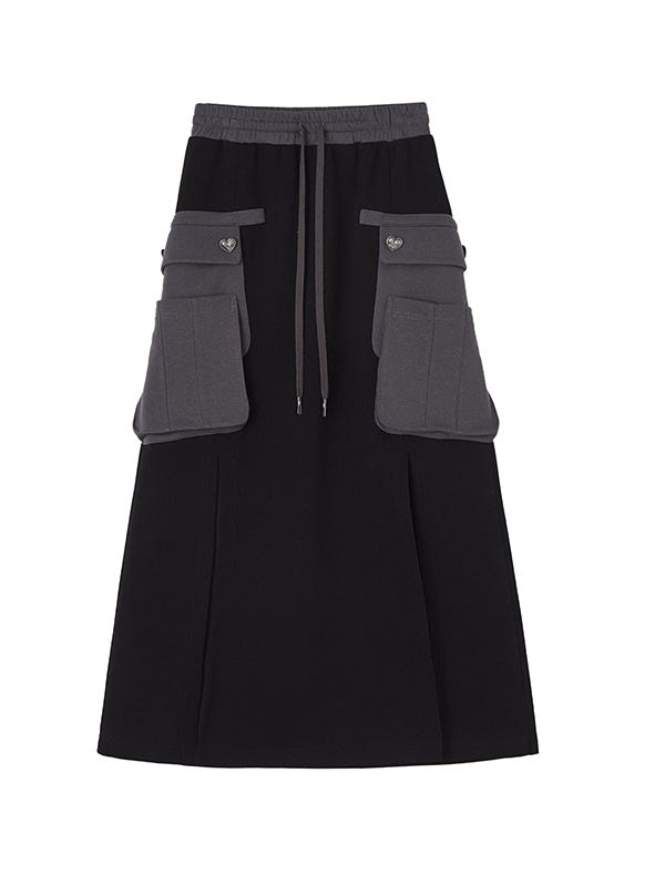 Letter Long-Sleeed Cropped Sweat &amp; Skirt