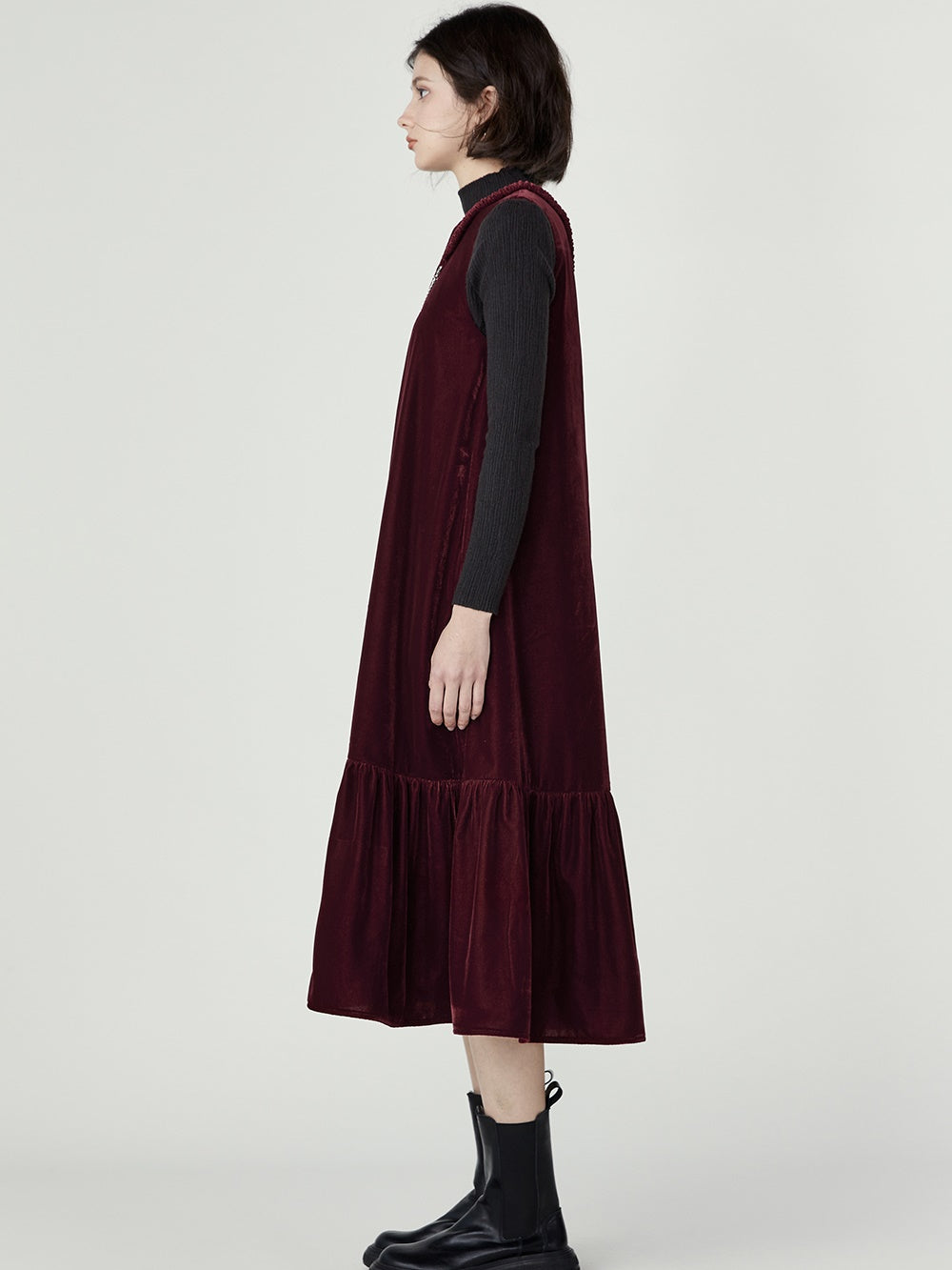 Layered Velvet Bottoming Dress