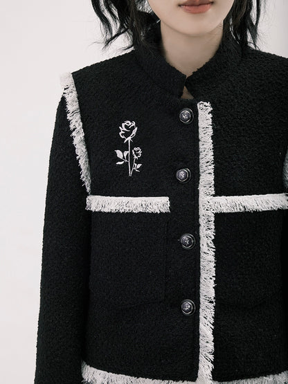 Tweed Classy Fringe EMBROIDY FLOWER JACKET