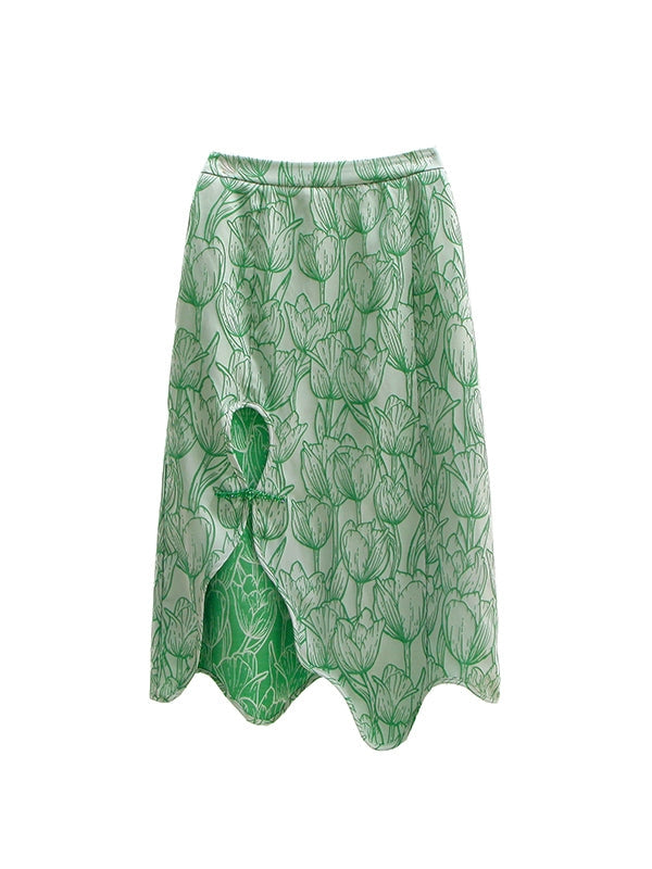 Tulip Jacquard Button IRREGULAR SKIRT