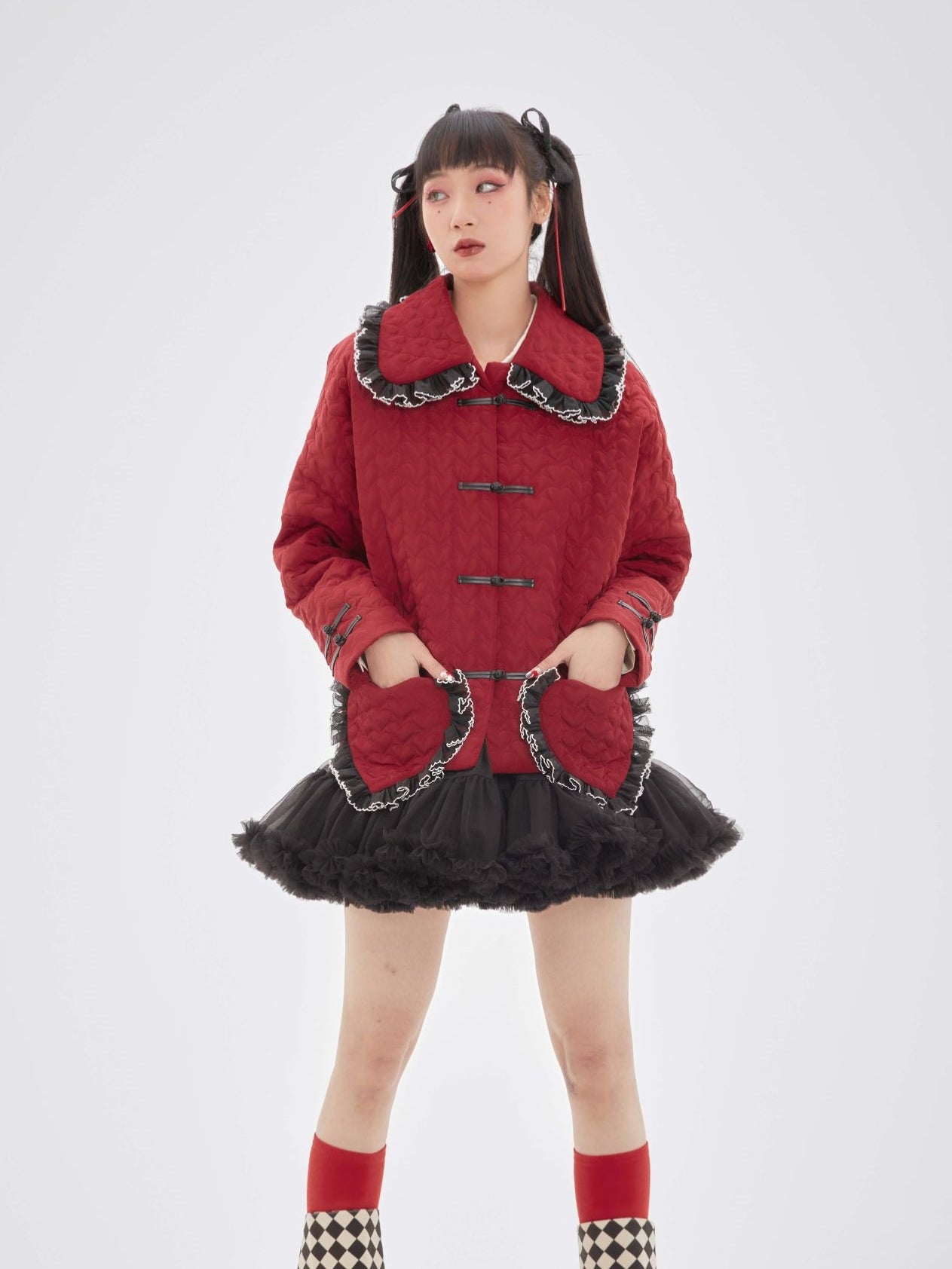 Quilting Frill Heart Girly Coat