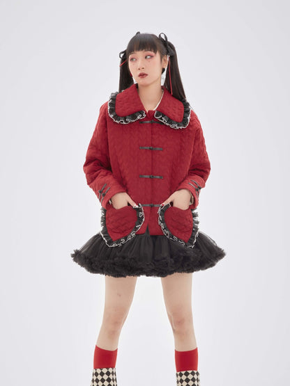 Quilting Frill Heart Girly Coat