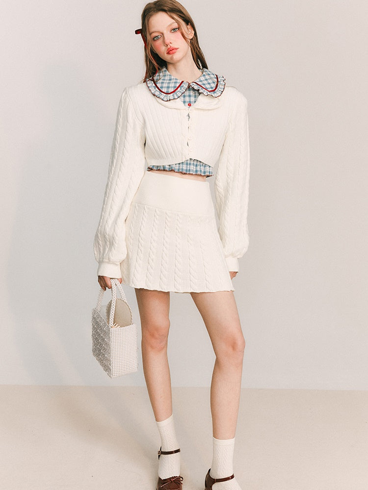 Knit Short Cardigan &amp; Skirt