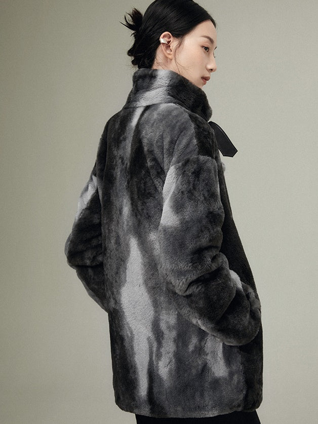 Eco-friendly Fur Mid-length Lamb Wool Coat