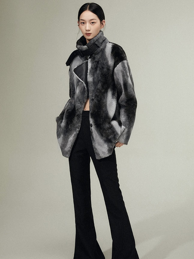 Eco-Friendly FUR MID-LENGTH LAMB WOOL COAT