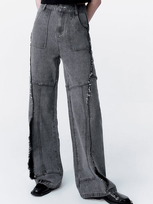 Raw Edge Silhouette Jeans