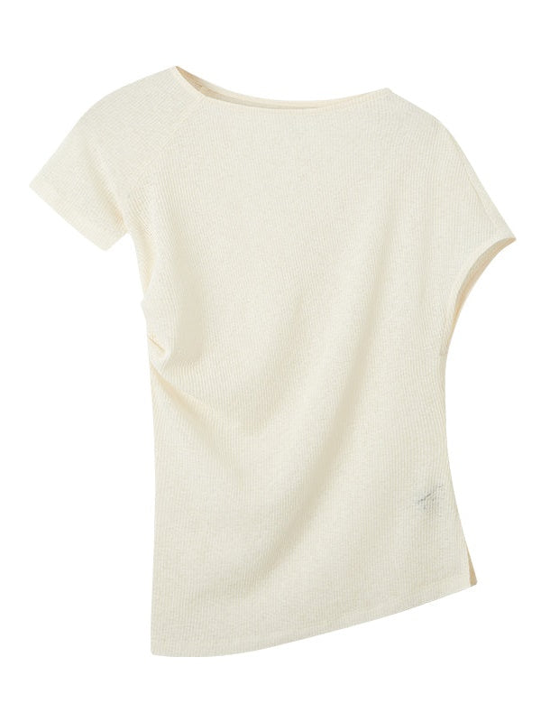 Pleated asymmetrical t-shirt