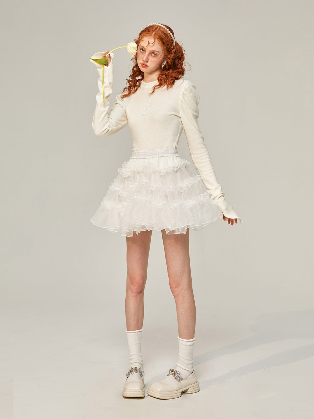 Tulle Ciffon Tiered Short Fluffy Skirt