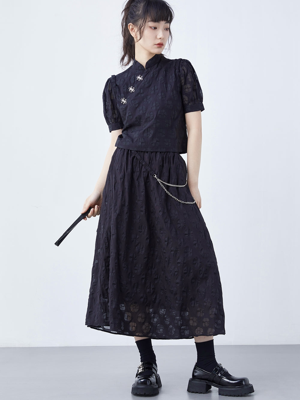 New CHINESE STYLE JACQUARD TOP + SKIRT