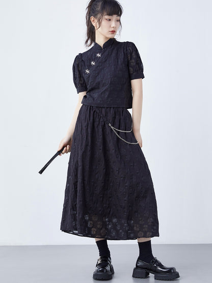 New Chinese Style Jacquard top + skirt