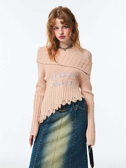 ONE SHOULDER KNIT SWEATER