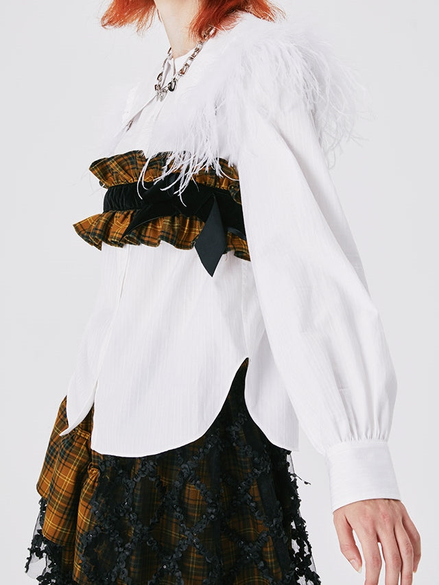 Detachable Feather Long Sleeve Shirt