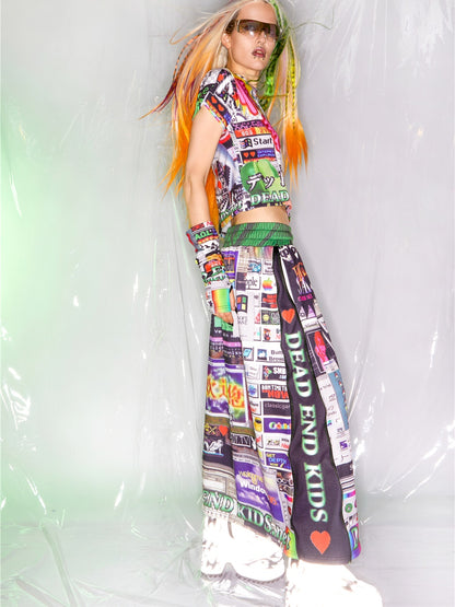 Poster Print Side Zipper A-Line Skirt