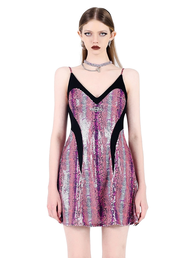 Snake Pattern Sequin Dress