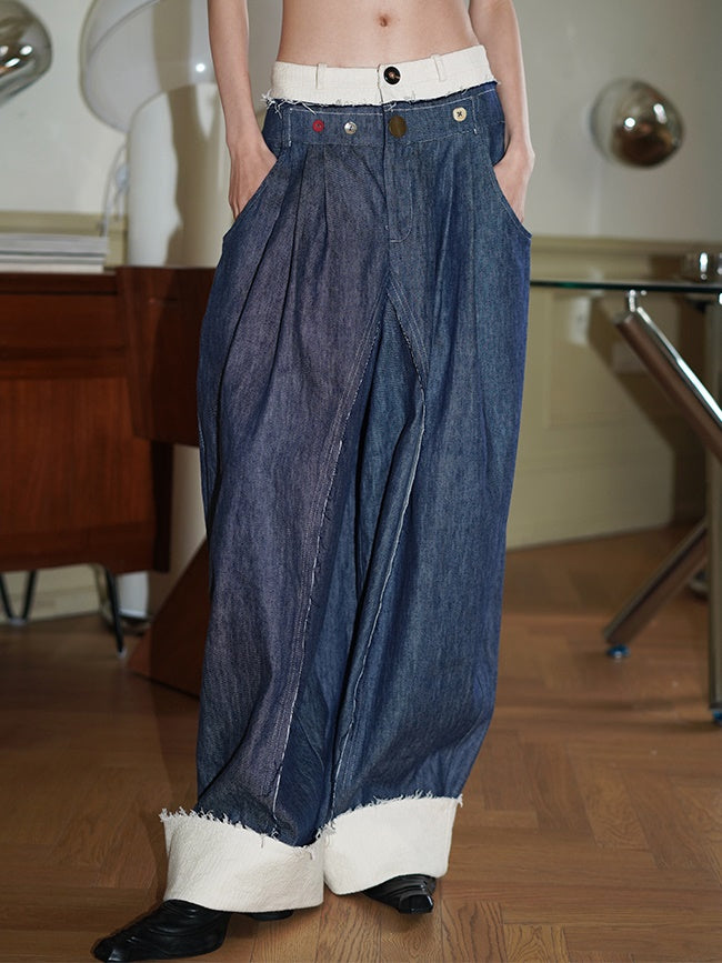 Long Wide Leg Denim Pants