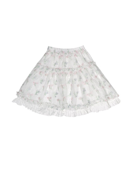 Frill Flower Flare Lolita Skirt