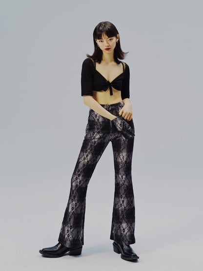 Micro-slack Plaid Flared Pants