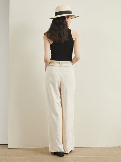 Tassel Loose High Waist Wide Leg Pants