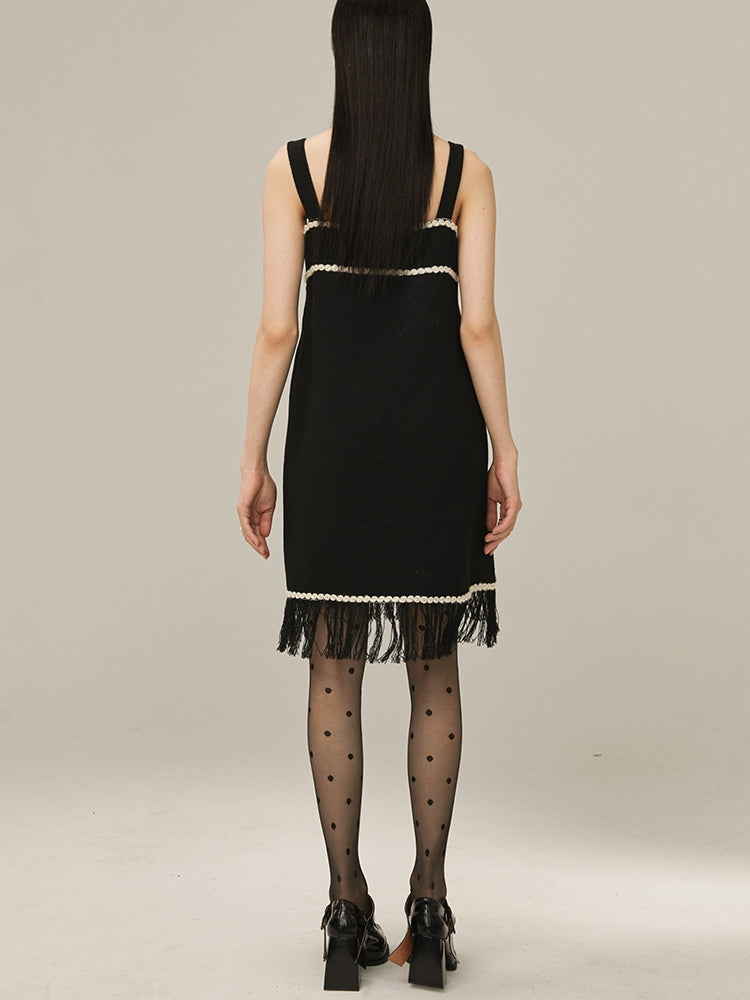 Retro Black Short Sling -Kleid