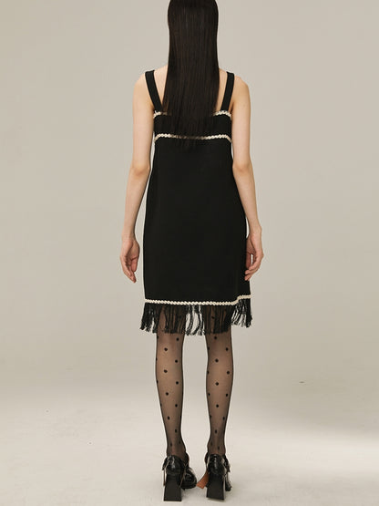 Retro Black Short Sling -Kleid