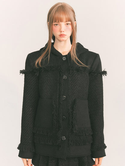 Wool Small Fragrance Hooded Jacket