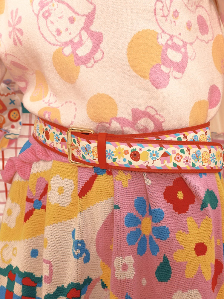 Ceinture à imprimé PU floral