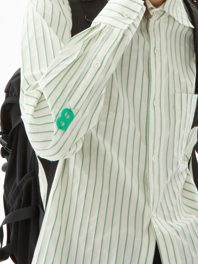 GREEN STRIPED BASIC SHIRT