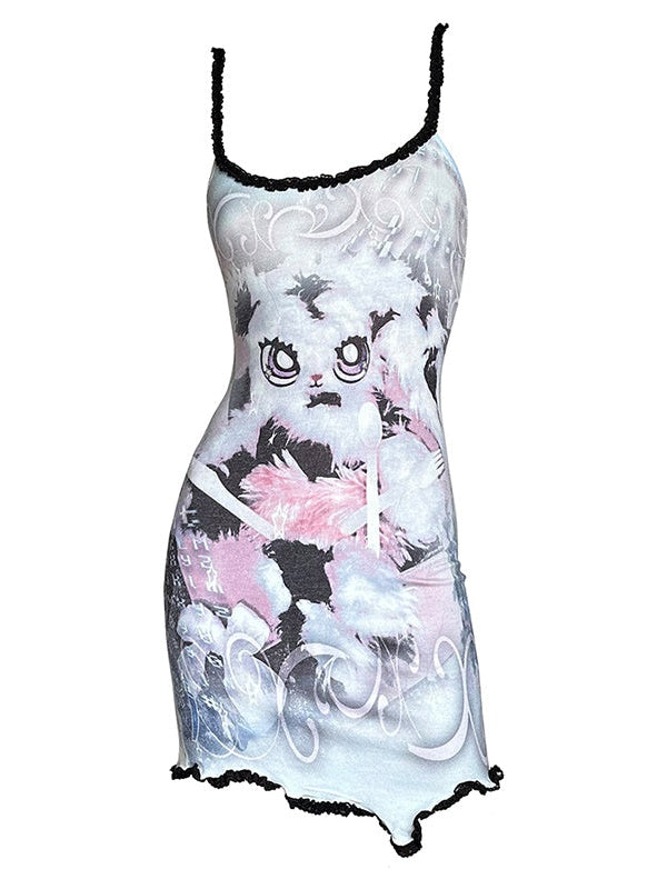 BUNNY PRINT SLIP ONE-PIECE