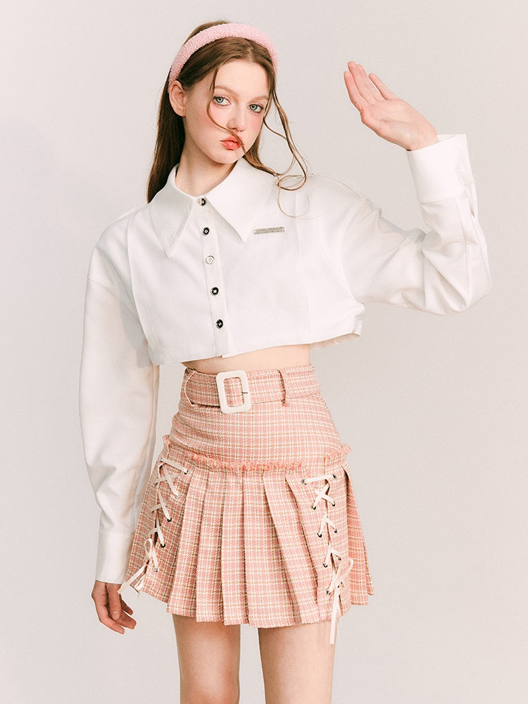 Short Long Sleeve Shirt ＆ College Tie