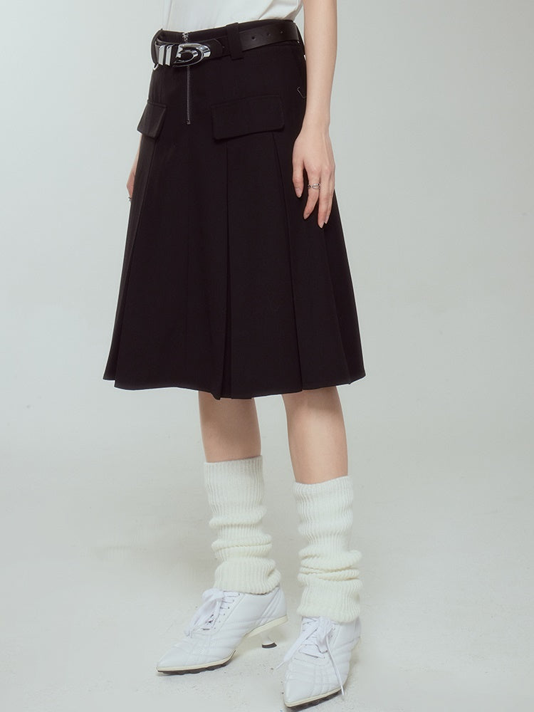 Middle Zipper PLEATED SKIRT