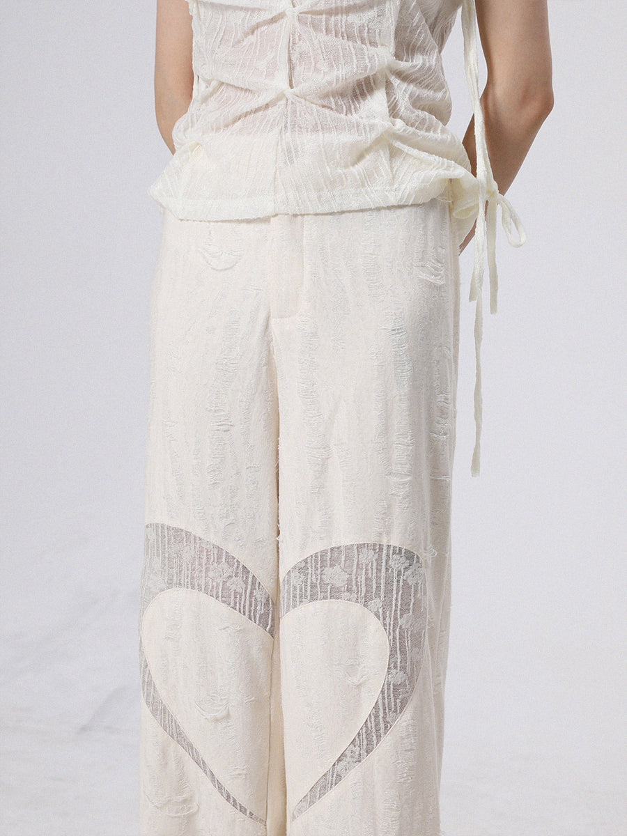 Nichi Heart Natural Lace Wide-Pants