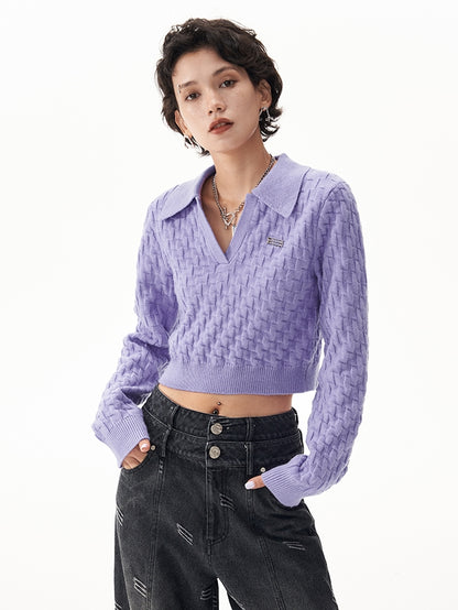 Retro Short Polo Knit Sweater