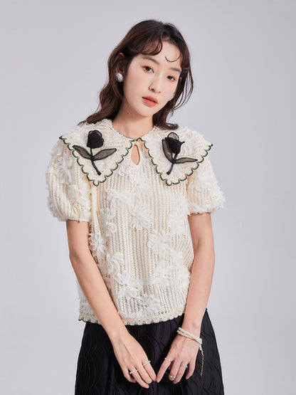 Tulip Embroidered Lace Shirt &amp; Skirt