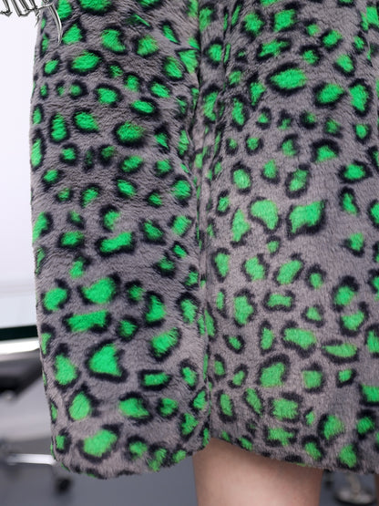 Abnehmbares Spleißen Leopard Print gepolsterte Jacke