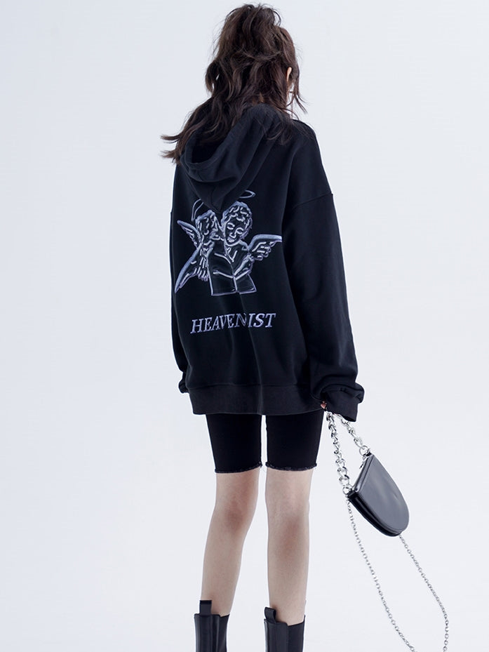 Oversized Loose Printed Hooded