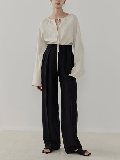 LOOSE FORMAL PLAIN SLACKS PANTS