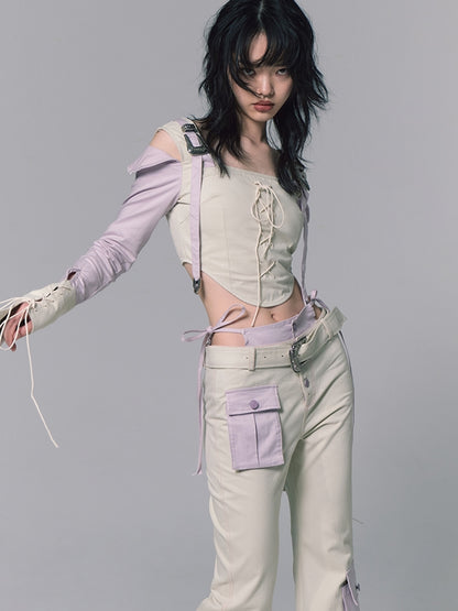 Nichi Lace-up Blouse Pants