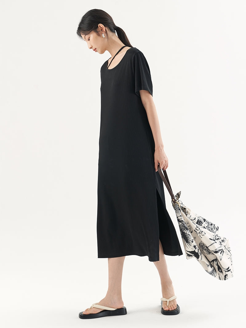 Simple Lanyard T-Shirt Dress